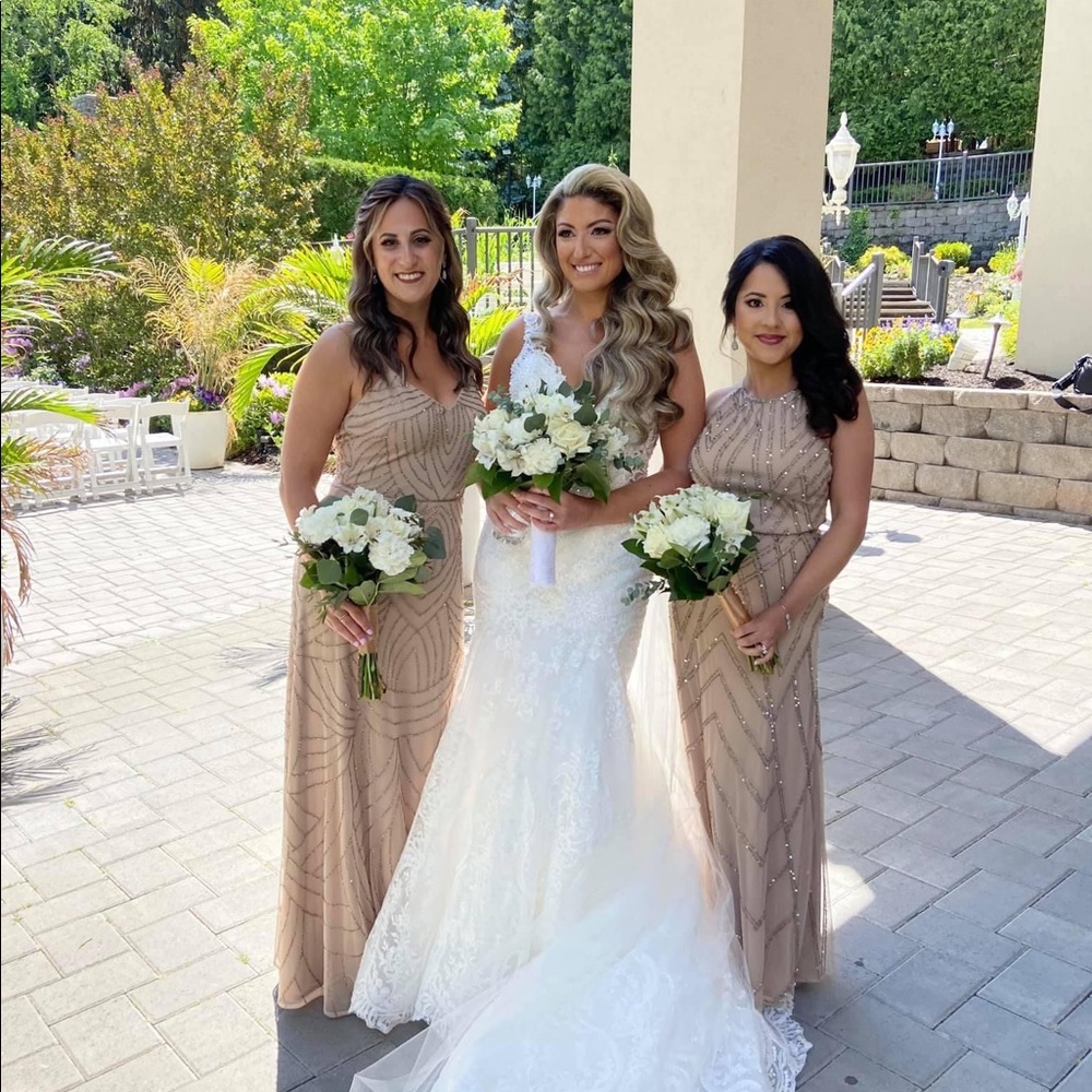 Champagne Adrianna Papel Beaded Dress